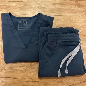 Figs Dark Harbor Set Casma Scrub Top and Yola Skinny Scrub Pants XS